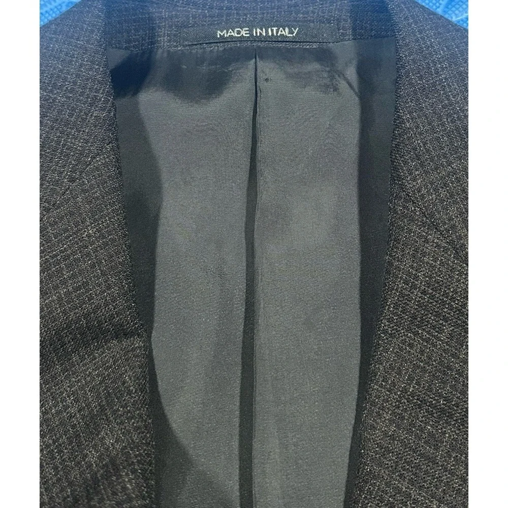 Armani Collezioni Men's 40R Black Plaid Blazer Wool Viscose Saks Fifth Italy